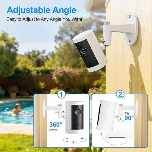 2 Pack Camera Wall Mount for Ring Stick Up Cam/Ring Outdoor Cam Plus, 360° Adjustable No Drilling 1/4" Thread Mounting Bracket for Ring Outdoor Cam Battery/Plug-in(2nd Gen), for Indoor/Outdoor in Saudi Arabia