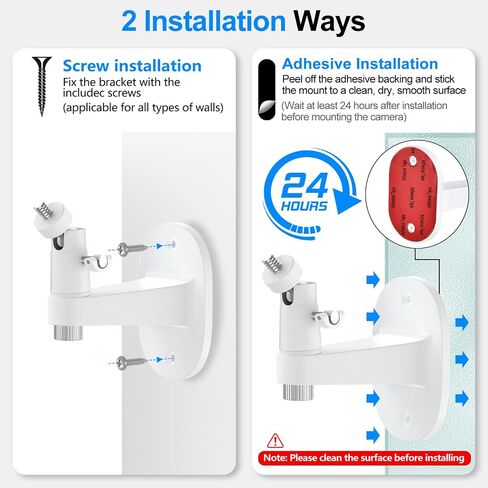 2 Pack Camera Wall Mount for Ring Stick Up Cam/Ring Outdoor Cam Plus, 360° Adjustable No Drilling 1/4" Thread Mounting Bracket for Ring Outdoor Cam Battery/Plug-in(2nd Gen), for Indoor/Outdoor in Saudi Arabia
