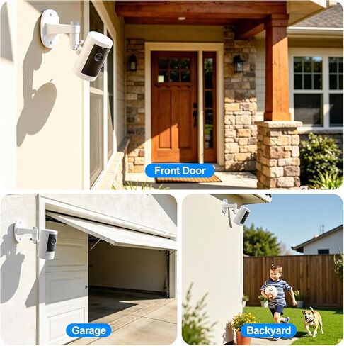 2 Pack Camera Wall Mount for Ring Stick Up Cam/Ring Outdoor Cam Plus, 360° Adjustable No Drilling 1/4" Thread Mounting Bracket for Ring Outdoor Cam Battery/Plug-in(2nd Gen), for Indoor/Outdoor in Saudi Arabia