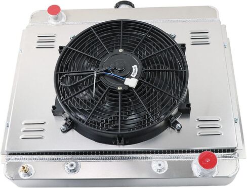 Automotive Replacement Engine Radiators 4 Row Radiator Shroud Fan with Thermostat Relay Kit For Chevy Nova Chevy II L6 V8 1962-1967 Aluminum Radiator Fan in Saudi Arabia