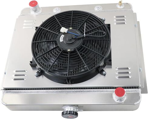 Automotive Replacement Engine Radiators 4 Row Radiator Shroud Fan with Thermostat Relay Kit For Chevy Nova Chevy II L6 V8 1962-1967 Aluminum Radiator Fan in Saudi Arabia