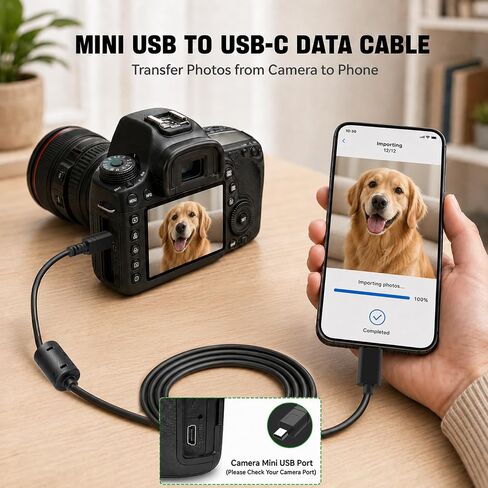 BERLAT USB C to 8-Pin Mini USB Cable 5FT 2-Pack Ferrite in Saudi Arabia
