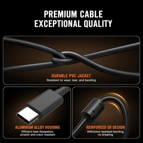 BERLAT USB C to 8-Pin Mini USB Cable 5FT 2-Pack Ferrite in Saudi Arabia