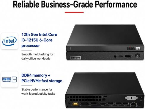Lenovo ThinkCentre Neo 50q Gen4 Mini PC | Intel 12th Gen CPU (6Cores, Up to 4.4GHz) | 32GB RAM, 1TB SSD | Windows 11,WiFi 6, RJ45, UHD Graphics, Dual 4K Display Support in Saudi Arabia