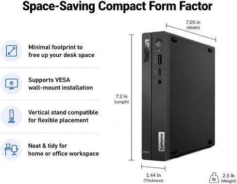Lenovo ThinkCentre Neo 50q Gen4 Mini PC | Intel 12th Gen CPU (6Cores, Up to 4.4GHz) | 32GB RAM, 2TB SSD | Windows 11,WiFi 6, RJ45, UHD Graphics, Dual 4K Display Support in Saudi Arabia
