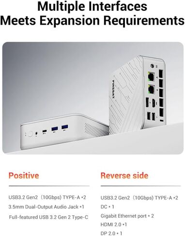 FIREBAT AM02 Mini PC with AMD Ryzen7 H255(Upgraded 8745HS) 8C/16T(Up to 54W), DDR5 16GB RAM (Upgradable) 512GB SSD, WiFi6 BT5.2, Dual 1G LAN, Triple 4K Display, Windows11 Portable Desktop Computer in Saudi Arabia