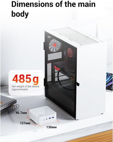 FIREBAT AM02 Mini PC with AMD Ryzen7 H255(Upgraded 8745HS) 8C/16T(Up to 54W), DDR5 16GB RAM (Upgradable) 512GB SSD, WiFi6 BT5.2, Dual 1G LAN, Triple 4K Display, Windows11 Portable Desktop Computer in Saudi Arabia