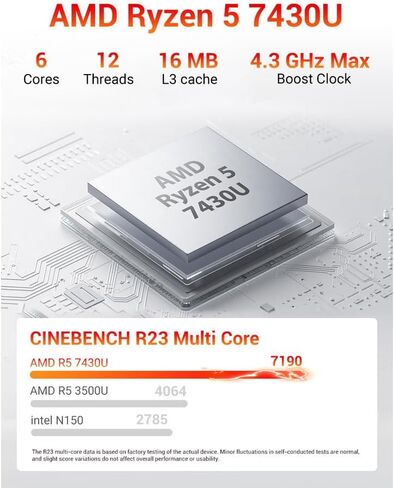 FIREBAT R3 Mini PC(High-Performance Solution) with AMD Ryzen5 7430U 6C/12T, 16GB(LPDDR4) RAM, 512GB SSD, WiFi6 BT5.2, Triple 4K Display, Portable Desktop Computer in Saudi Arabia