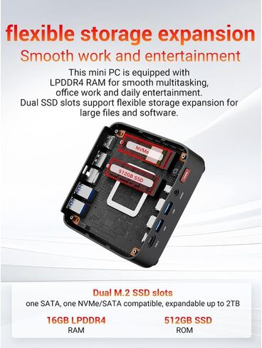 FIREBAT R3 Mini PC(High-Performance Solution) with AMD Ryzen5 7430U 6C/12T, 16GB(LPDDR4) RAM, 512GB SSD, WiFi6 BT5.2, Triple 4K Display, Portable Desktop Computer in Saudi Arabia