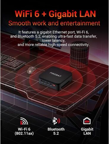 FIREBAT R3 Mini PC(High-Performance Solution) with AMD Ryzen5 7430U 6C/12T, 16GB(LPDDR4) RAM, 512GB SSD, WiFi6 BT5.2, Triple 4K Display, Portable Desktop Computer in Saudi Arabia