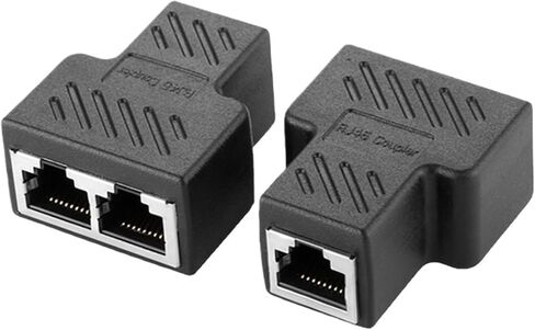 1 PCS 8P8C Adapter Connector RJ45 Splitter to 2 Extender(Black 2PCS) in Saudi Arabia