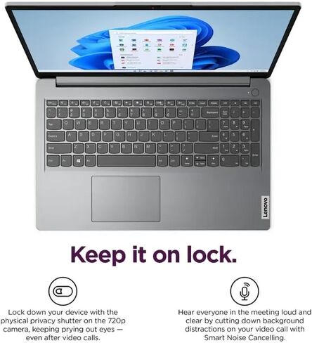 Lenovo Ideapad 1 15.6" HD Student Laptop, Intel Celeron N4500, 1.1GHz, 4GB DDR4 Memory, 128GB eMMC, Windows 11 Home in S Mode, Cloud Grey, 82LX00DGUS (Renewed) in Kuwait