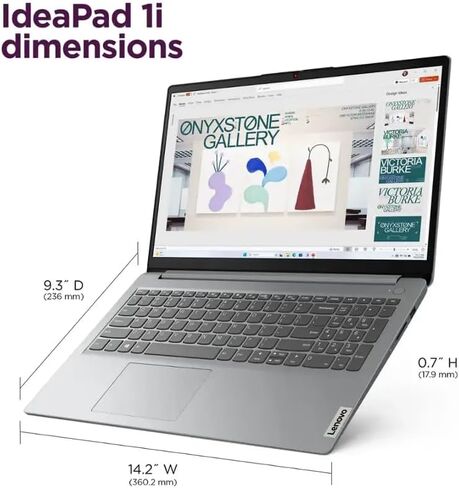 Lenovo Ideapad 1 15.6" HD Student Laptop, Intel Celeron N4500, 1.1GHz, 4GB DDR4 Memory, 128GB eMMC, Windows 11 Home in S Mode, Cloud Grey, 82LX00DGUS (Renewed) in Kuwait