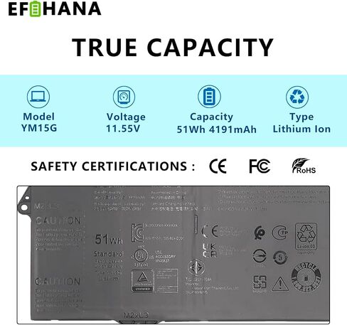 YM15G 51Wh 11.55V Laptop Battery Replacement for Dell XPS 13 9315 Series Notebook(Not fit for XPS 13 9315 2-in-1) 0G9FHC G9FHC 0W6D4H W6D4H in Kuwait