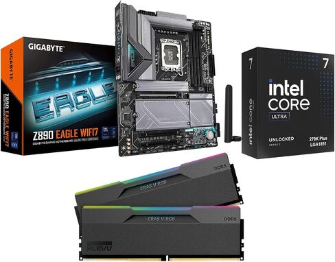 3-in-1 Combo: Intel Ultra7 270K Plus CPU + Gigabyte Z890 Eagle WiFi7 Motherboard and Klevv CRAS V DDR5 in Saudi Arabia