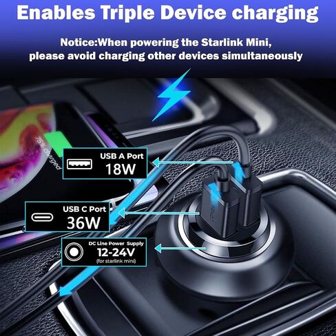 Starlink Mini 12V DC Power Cable,10Ft Car Charger Cigarette Lighter Adapter in Kuwait