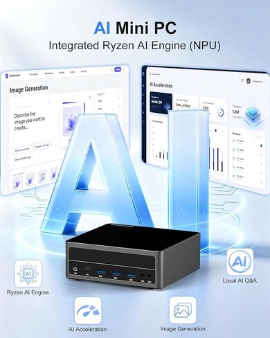 BASOARO AI Mini PC AMD Ryzen 7 7840HS (up to 5.1GHz) 16GB RAM 512GB SSD in Kuwait