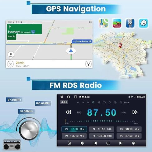 Car Stereo Radio for Nissan Rogue 2008-2013, GPS Navi Head Unit 2 Din Radio for Carplay Android Auto 10.1inch Bluetooth DAB+ WiFi SWC DVR Split Screen Backup Camera 4+64G in Saudi Arabia