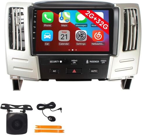 [2G 32G] Android Car Stereo FM Radio Carplay Android Auto 9 بوصة تعمل باللمس مشغل الوسائط مع كاميرا احتياطية لكزس RX-300/330/ 350 2003 2004 2005 2006 2007 2008 2009 in Kuwait