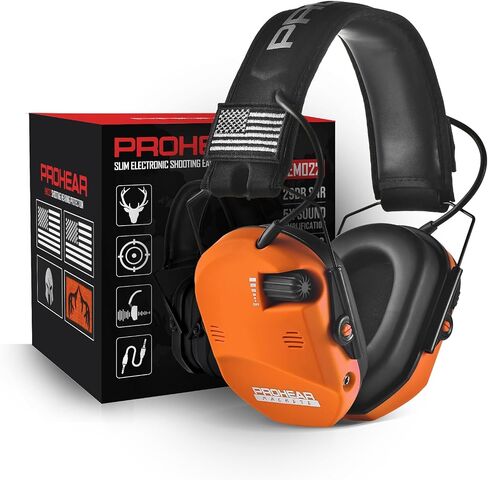 PROHEAR 022 Electronic Ear Protection for Shooting & Hunting - 29dB SNR Noise Reduction, 5X Sound Amplification, 4 Omnidirectional Microphones, HD Speakers - Gun Range Hearing Protection Muffs,Orange in Saudi Arabia