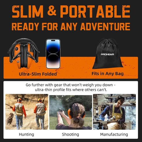PROHEAR 022 Electronic Ear Protection for Shooting & Hunting - 29dB SNR Noise Reduction, 5X Sound Amplification, 4 Omnidirectional Microphones, HD Speakers - Gun Range Hearing Protection Muffs,Orange in Saudi Arabia