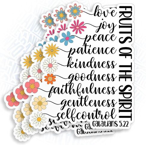 (3Pcs) Galatians 5 22 The Fruit of The Spirit Christ Sticker Bible Christian Religious 3" Waterproof Die-Cut Vinyl Sticker for Laptop Water Bottle Kindle Funny Birthday Gifts for Her Him 3 Inches in Saudi Arabia