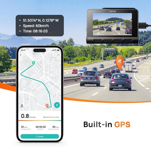 【70mai A810S+UP03】 70mai 4K Dash Cam Front and Rear, 4K+1080P Dual STARVIS 2 Car Dash Camera for Cars, 4G LTE Remote Access, AI Motion Detection, WiFi 6, 5 GPS, 24H Parking Mode, HDR Night Vision in Saudi Arabia