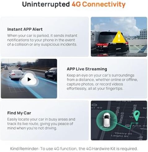 【70mai A810S+UP03】 70mai 4K Dash Cam Front and Rear, 4K+1080P Dual STARVIS 2 Car Dash Camera for Cars, 4G LTE Remote Access, AI Motion Detection, WiFi 6, 5 GPS, 24H Parking Mode, HDR Night Vision in Saudi Arabia