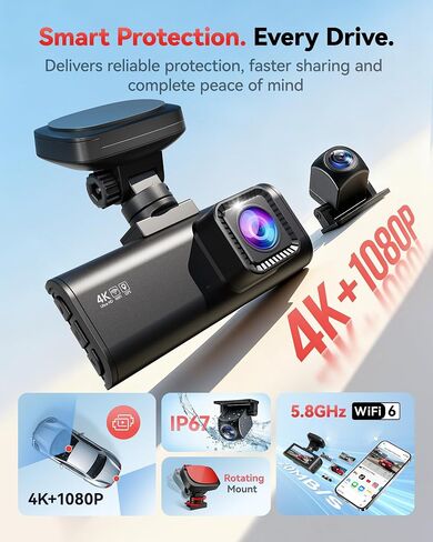 REDTIGER F7N-N Dash Cam & Acc Hardwire Kit, 5.8GHz WiFi6-Swift 20 MB/s in Saudi Arabia