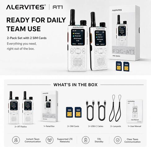AT-1 LTE PoC Walkie Talkies for Hospitality Teams, White, 2 Pack in Saudi Arabia