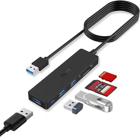 USB Hub 3.0 Splitter, TSUPY USB 3.0 Hub Multi USB Adapter Port Expander with 4ft Cable, SD/TF Card Reader & 3 USB 3.0 Ports Compatible for PC, Laptops, Surface Pro, MacBook, iMac Pro in Saudi Arabia