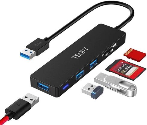 USB Hub 3.0 Splitter, TSUPY USB 3.0 Hub Multi USB Adapter Port Expander with 4ft Cable, SD/TF Card Reader & 3 USB 3.0 Ports Compatible for PC, Laptops, Surface Pro, MacBook, iMac Pro in Kuwait