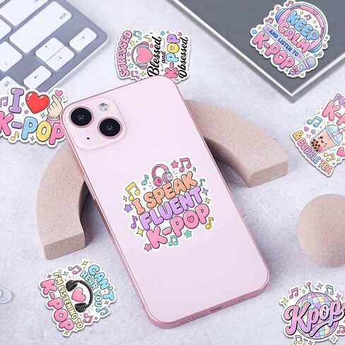 10PCS K-Pop Stickers Pack, Keep Calm and Listen to K-pop Quote Vinyl Decals for Water Bottles, Laptops, Journals, Gifts for Teens, Girls, Music Fans, Birthday in Kuwait