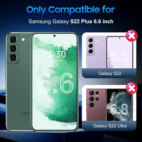 UniqueMe for Samsung Galaxy S22 Plus 6.6 inch Privacy Screen Protector,【Ultrasonic Fingerprint Compatible】[2+2 Pack] 9H Tempered Glass and Camera Lens Protector in Kuwait