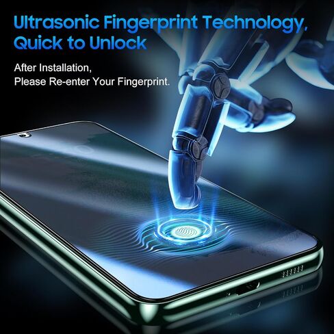 UniqueMe for Samsung Galaxy S22 Plus 6.6 inch Privacy Screen Protector,【Ultrasonic Fingerprint Compatible】[2+2 Pack] 9H Tempered Glass and Camera Lens Protector in Kuwait