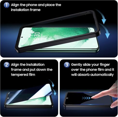 UniqueMe for Samsung Galaxy S22 Plus 6.6 inch Privacy Screen Protector,【Ultrasonic Fingerprint Compatible】[2+2 Pack] 9H Tempered Glass and Camera Lens Protector in Kuwait