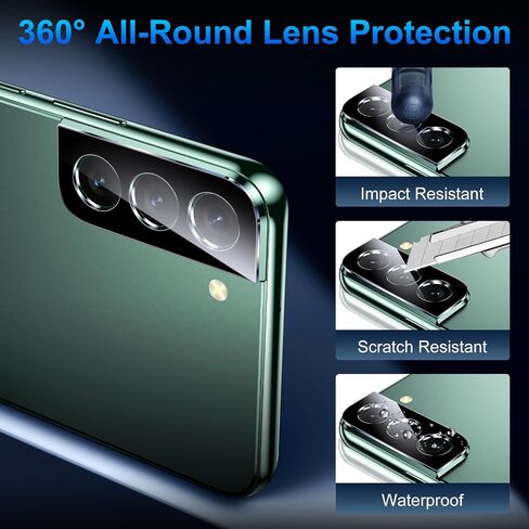 UniqueMe for Samsung Galaxy S22 Plus 6.6 inch Privacy Screen Protector,【Ultrasonic Fingerprint Compatible】[2+2 Pack] 9H Tempered Glass and Camera Lens Protector in Kuwait