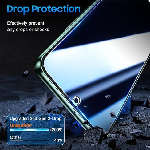 UniqueMe for Samsung Galaxy S22 Plus 6.6 inch Privacy Screen Protector,【Ultrasonic Fingerprint Compatible】[2+2 Pack] 9H Tempered Glass and Camera Lens Protector in Kuwait