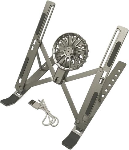 Ergonomic Laptop Stand with Cooling Fan, Silver in Saudi Arabia