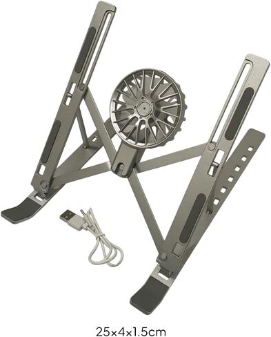 Ergonomic Laptop Stand with Cooling Fan, Silver in Saudi Arabia