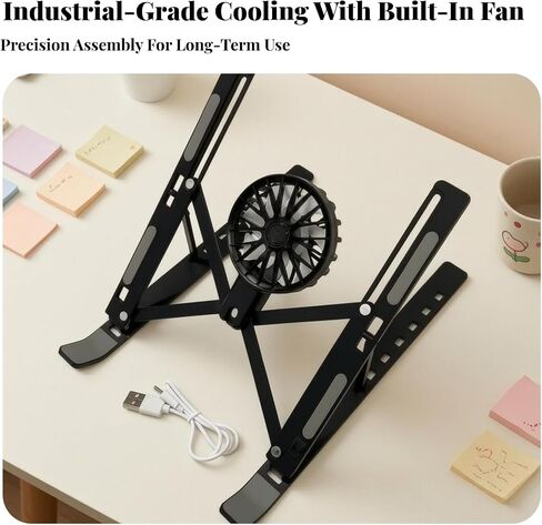 Ergonomic Laptop Stand with Cooling Fan, Silver in Saudi Arabia