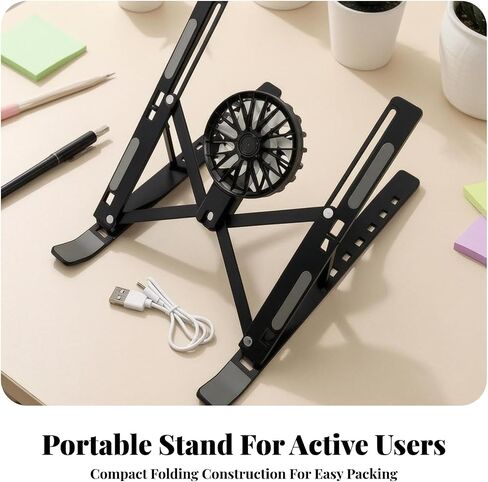 Ergonomic Laptop Stand with Cooling Fan, Silver in Saudi Arabia
