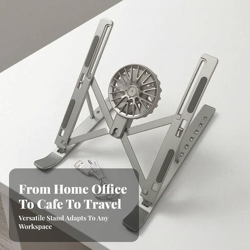 Ergonomic Laptop Stand with Cooling Fan, Silver in Saudi Arabia