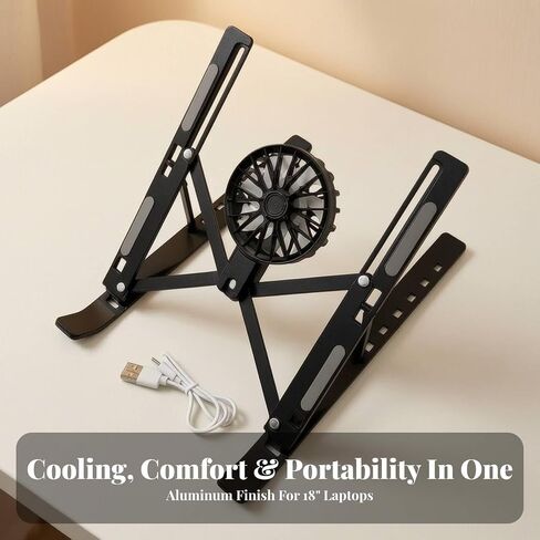 Ergonomic Laptop Stand with Cooling Fan, Silver in Saudi Arabia