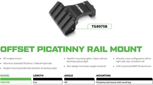 TRUGLO 45 Degree Offset Tactical Hunting Shooting Versatile Durable Aluminum 2" Picatinny Rail Mount for Optics Mounting in Saudi Arabia