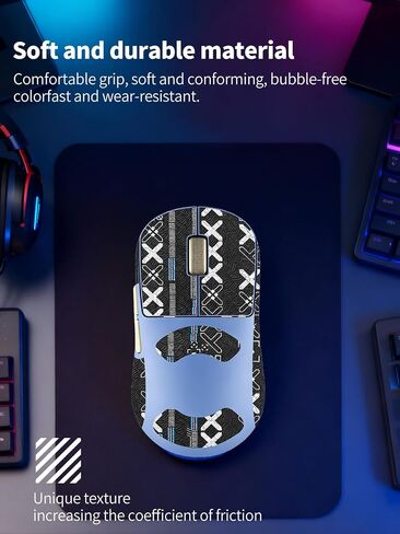 Anti-Slip Mouse Grip Tape for Pulsar X2N Crazylight Mouse – ZBAGUG Sweat-Proof Soft-Touch Grip Stickers for Enhanced Control & Comfort, Scratch-Resistant Removable Non-Residue Skin, Black. in Saudi Arabia