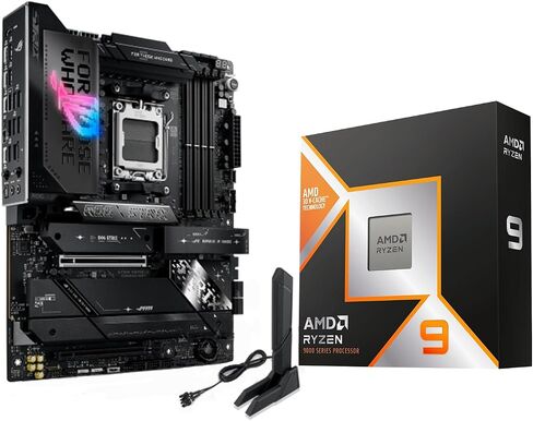Micro Center CPU Motherboard Memory Combo: AMD Ryzen 9 9950X3D CPU Processor with ASUS ROG Strix X870E-E R2 Gaming WiFi Motherboard and KLEVV Bolt V DDR5 32GB (2x16GB) 6000MHz CL30 Ram Memory in Saudi Arabia