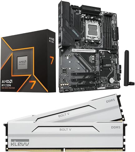 Micro Center CPU Motherboard Memory Combo: AMD Ryzen 7 9700X CPU Processor + GIGABYTE B850 Gaming WIFI6 Motherboard + KLEVV Bolt V DDR5 32GB (2x16GB) 6400MHz CL30 Ram Memory White in Saudi Arabia