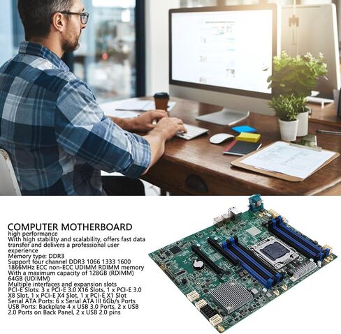 Server Motherboard, LGA 2011 with DDR3 8 Slots 128GB, III, PCIe 3.0 x16, for E5-2600 V2 in Saudi Arabia