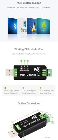 USB to RS485 Converter Adapter, Industrial Isolated USB RS485 Serial Converter with FT232RNL Chip, TVS ESD Protection, Bidirectional Communication for Windows Linux Mac Android in Saudi Arabia